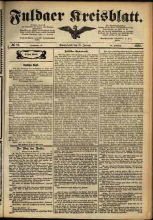 Erste Ausgabe vom Samstag, den 15. Januar 1910.