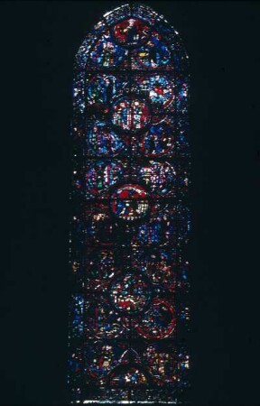 Chartres: Kathedrale, Glasfenster, Seitenschiff Nord, aufgenommen 5.9. 1957