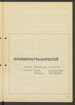 Arbeitslehre/Hauswirtschaft