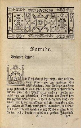 Die Anfangsgründe aller mathematischen Wissenschaften, 7. Kurzer Unterricht von den vornehmsten mathematischen Schriften. - 1763. - 165 S., XI Bl. : graph. Darst.