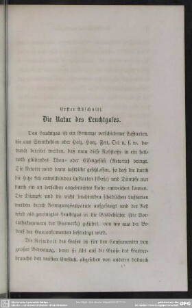 Erster Abschnitt. Die Natur des Leuchtgases.
