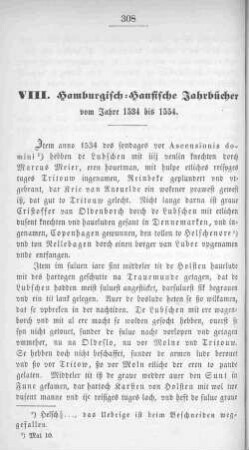 VIII. Hamburgisch-hansische Jahrbücher vom Jahre 1534 bis 1554.