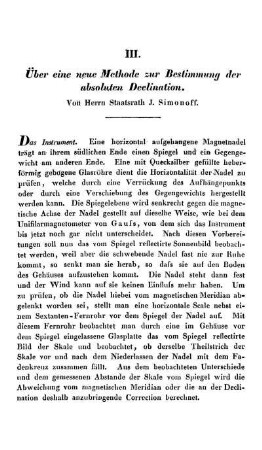 III. Über eine neue Methode zur Bestimmung der absoluten Declination
