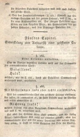 Fünftes Capitel. Entwickelung oder Aufmarsch einer geöffneten Colonne.