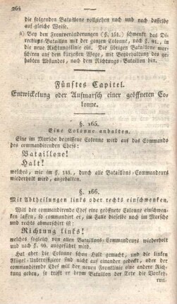 Fünftes Capitel. Entwickelung oder Aufmarsch einer geöffneten Colonne.