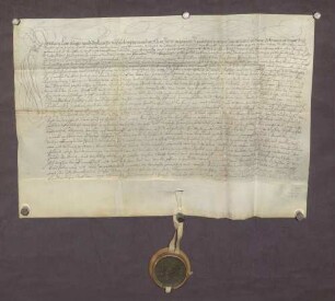 Gültbrief von Einwohnern, der Stadt Ladenburg und der Dörfer Schriesheim, Lützelsachsen, Heddesheim, Käfertal, Neckarhausen und Ilvesheim gegenüber der St. Sebastians-Kirche in Ladenburg.