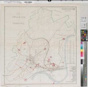 Hattingen (Hattingen) öffentliche Gebäude und Straßen 1907 (ca 1925) 1 : 5000 69 x 64 far. Einzeichnungen Druck Kreis Hattingen, Landratsamt Nr. 148a