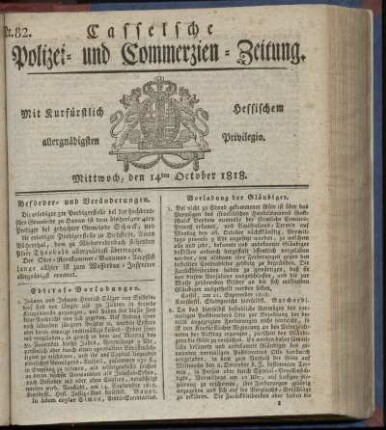 Nr. 82, Mittwoch, den 14ten October 1818