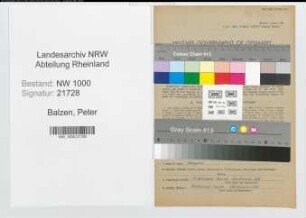 Entnazifizierung Peter Balzen, geb. 02.09.1902 (Telegrafensekretaer)