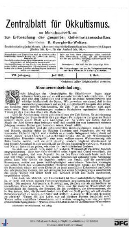 1. Heft (Jul. 1913)