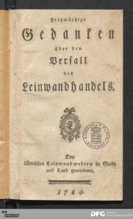 Freymüthige Gedanken über den Verfall des Leinwandhandels