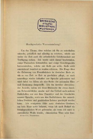 Die Berechtigung der Fremdwörter