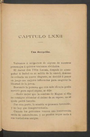 Capítulo LXXII - Una decepción.