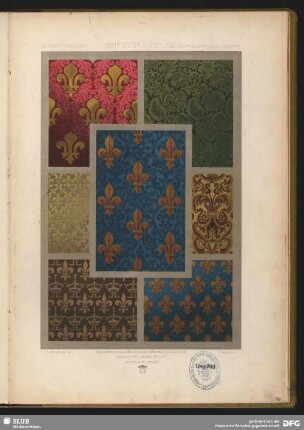 Gewebemuster. Ornamente mit Lilien