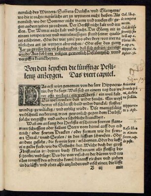 Von den zeychen die künfftige Pestilentz anzeygen. Das viert capitel.