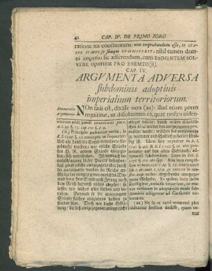 Cap. IV. Argumenta Adversa subdominis adoptiuis imperialium territoriorum.