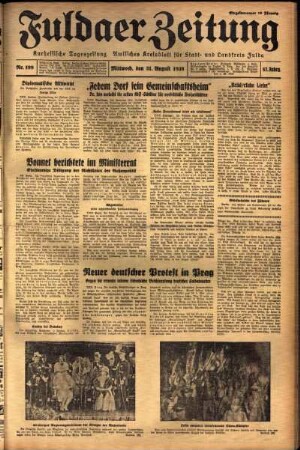 Ausgabe vom Mittwoch, den 31. August 1938.