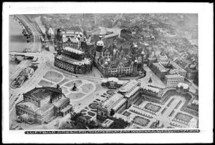 Dresden, Blick auf Theaterplatz, Semperoper, Residenzschloss und Katholische Hofkirche, Luftbild
