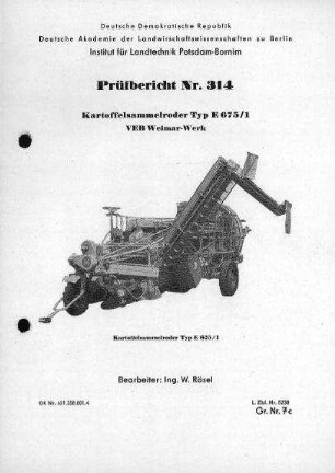 Kartoffelsammelroder, Typ E 675/1
