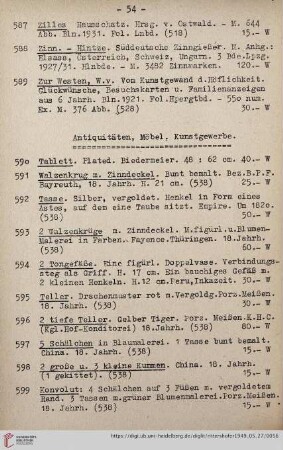 Antiquitäten, Möbel, Kunstgewerbe (Nr. 590 - 701)