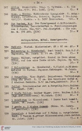 Antiquitäten, Möbel, Kunstgewerbe (Nr. 590 - 701)
