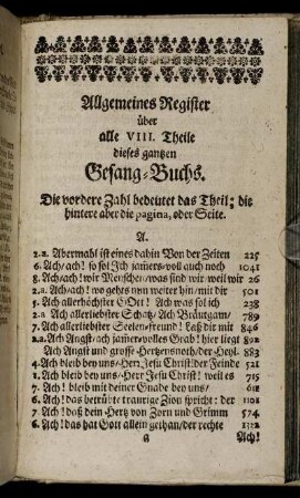 Allgemeines Register über alle VIII Theile dieses ganzen Gesang-Buchs