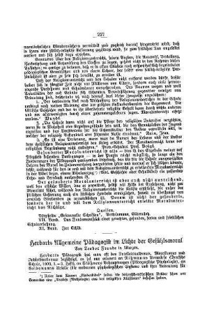 Herbarts Allgemeine Pädagogik im Lichte der Gefühlsmoral
