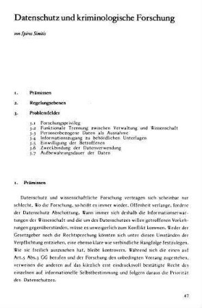 47-63, Datenschutz und kriminologische Forschung
