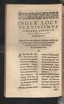 Index Locupletissimus omnium rerum in hoc tractatu contentarum