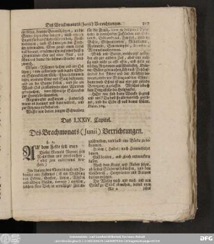 Das LXXIV. Capitel. Des Brachmonats (Junii) Verrichtungen.