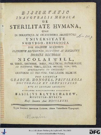 Dissertatio inauguralis medica de sterilitate humana