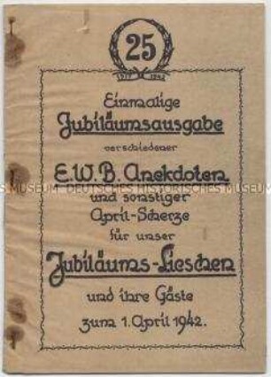 Hektografierte Festzeitung zum 25. Geburtstag