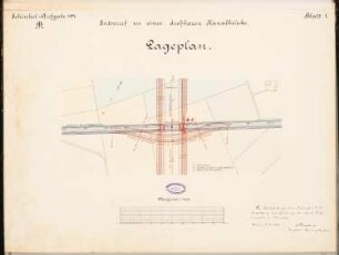 Drehbare Kanalbrücke Schinkelwettbewerb 1894: Lageplan 1:2500