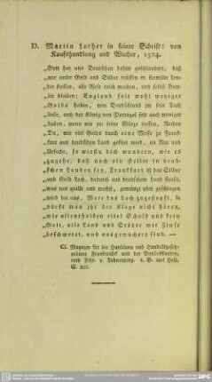 D. Martin Luther in seiner Schrift: von Kaufshandlung und Wucher, 1524