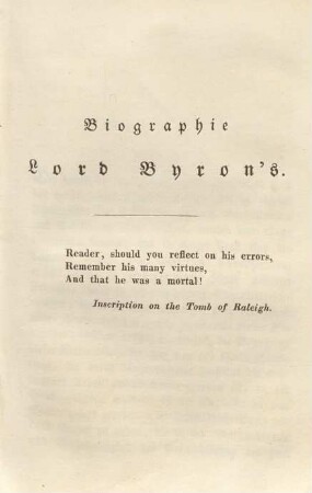 Biographie Lord Byron's