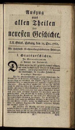 LII. Stück. Coburg, den 25. Dec. 1762.