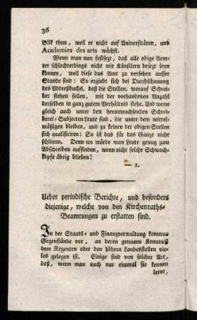 36-43, Über periodische Berichte, und besonder diejenige, welche von den Kirchenraths-Beamtungen zu erstatten sind