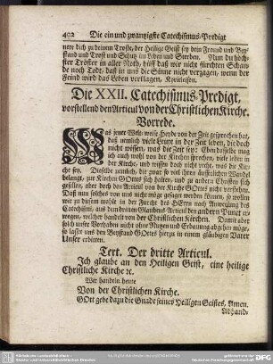 Die XXII. Catechismus-Predigt, vorstellend den Articul von der Christlichen Kirche