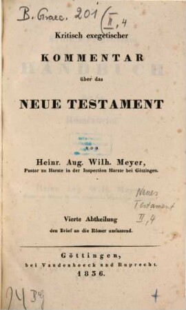 Kritisch-exegetisches Handbuch über den Römerbrief