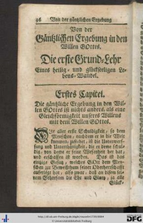 Von der Gäntzlichen Ergebung in den Willen Gottes.