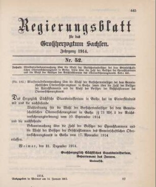 Nr. 182: Ministerialbekanntmachung über die Wahl der Versichertenbeisitzer bei dem Gemeinschaftlichen Oberversicherungsamt in Gotha sowie über die Zahl der Beisitzer der Spruchkammern und die Wahl der Beisitzer der Beschlußkammer des Oberversicherungsamts