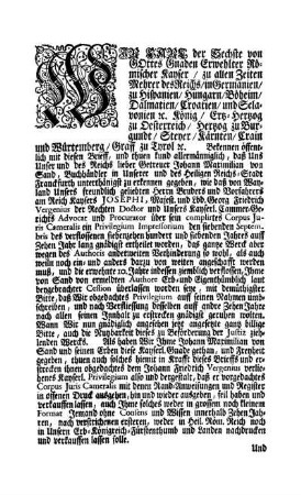 Wir, Carl der Sechste von Gottes Gnaden Erwehlter Römischer Kayser/ [...] Bekennen öffentlich mit diesem Brieff [...]