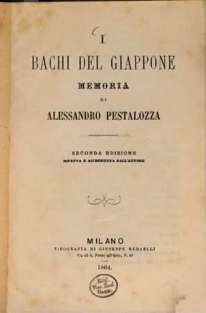I bachi del Giappone : Memoria di Alessandro Pestalozza