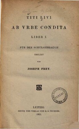 Titi Livi ab vrbe condita, 1. Liber I