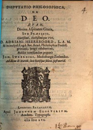 Disp. philos. de Deo
