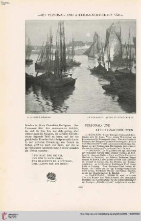 Personal- u. Atelier-Nachrichten - Von Ausstellungen und Sammlungen - Kunstlitteratur - Vermischtes