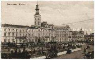 Rathaus in Warschau, mit rückseitig selbstgeschriebenen Gedicht auf das Kriegsjahr 1916
