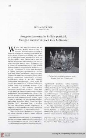 70: Insygnia koronacyjne królów polskich : uwagi o rekonstrukcjach Ewy Letkiewicz