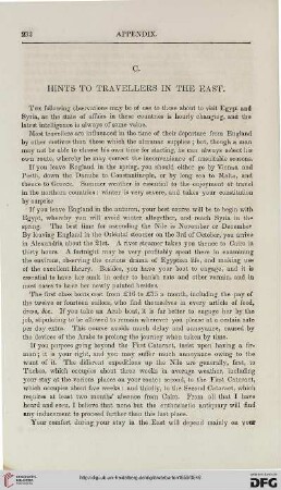 C: Hints to travellers in the East