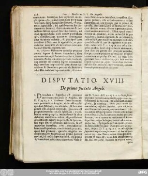 Disputatio XVIII. De primo peccato Angeli.